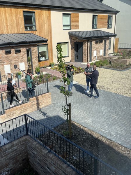 Grand Designs Star Kevin McCloud visits Lune Walk 'Passivhaus' Development to film Channel 4's The Great Climate Fight.