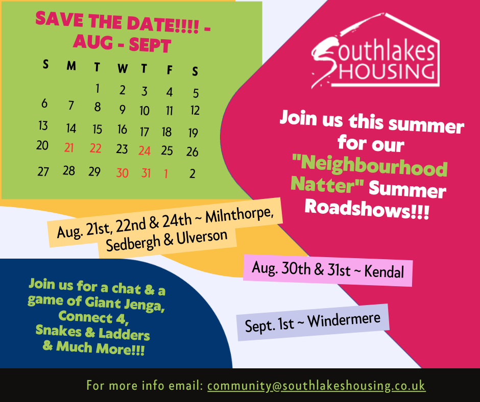 Save the Date!!!!! – Join us this summer for our “Neighbourhood Natter” Summer Roadshows.