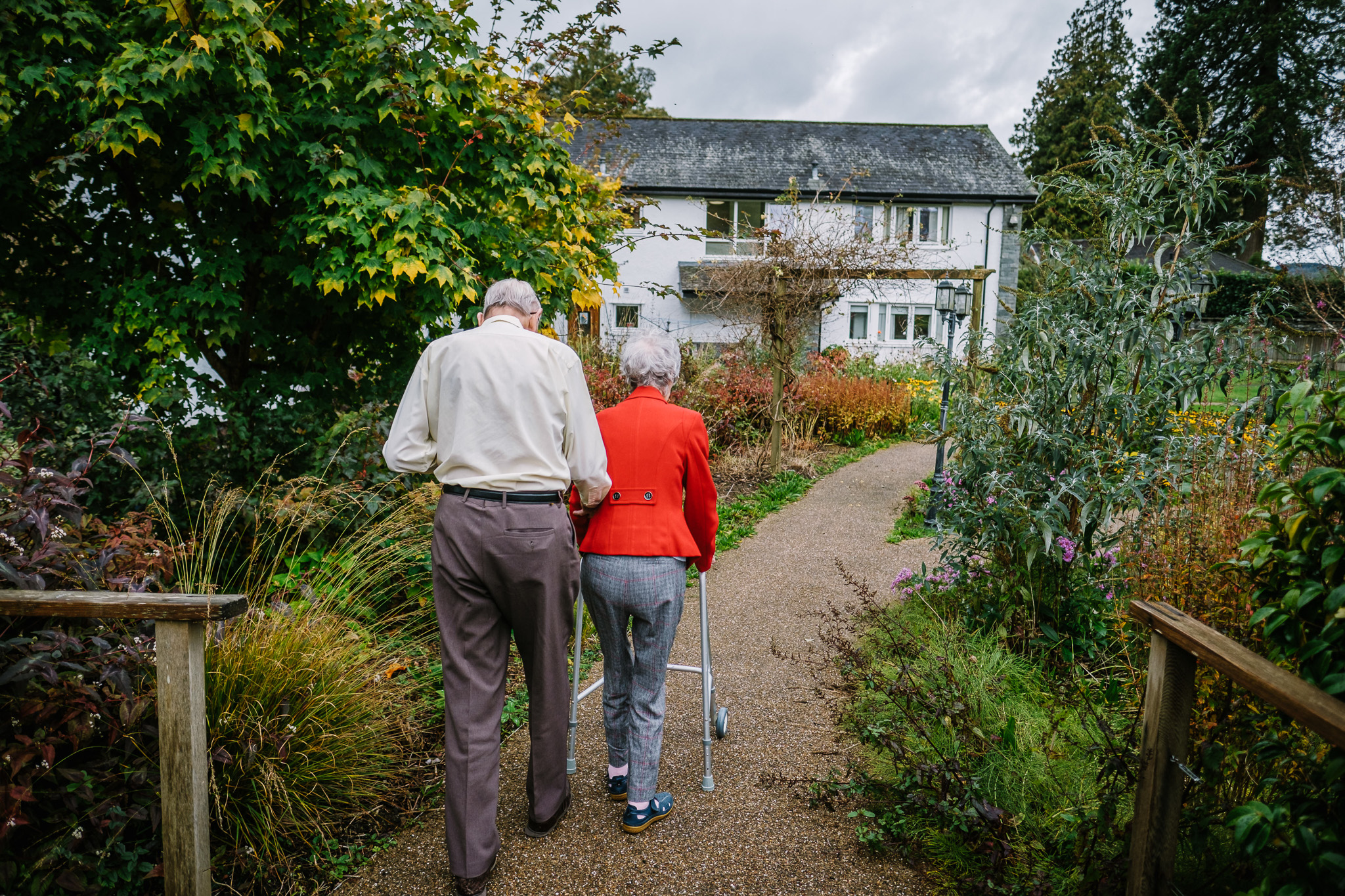 Walking in the grounds of Birthwaite, Wiindermere, Independence at South Lakes Housing.