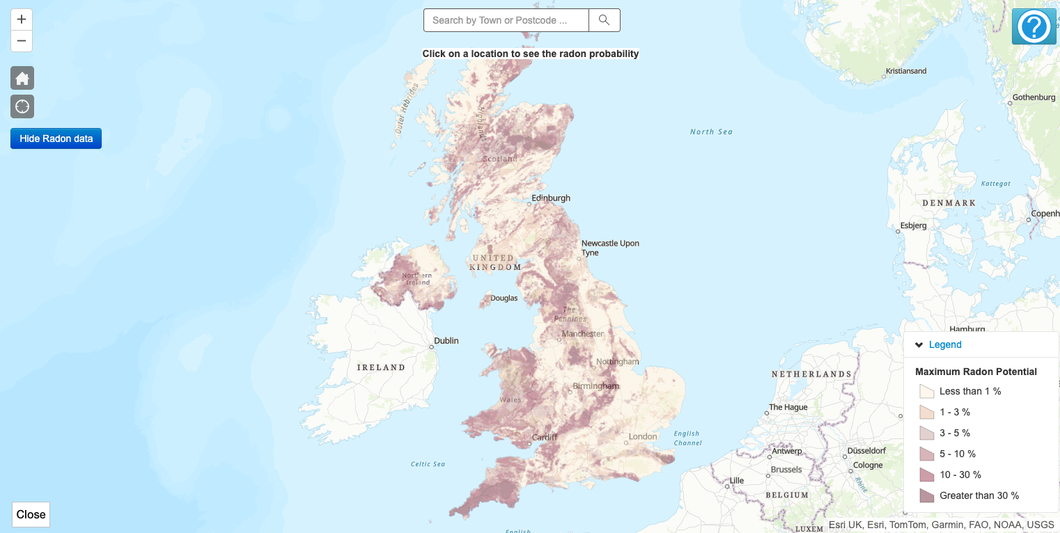 UK Radon Map - https://www.ukradon.org/