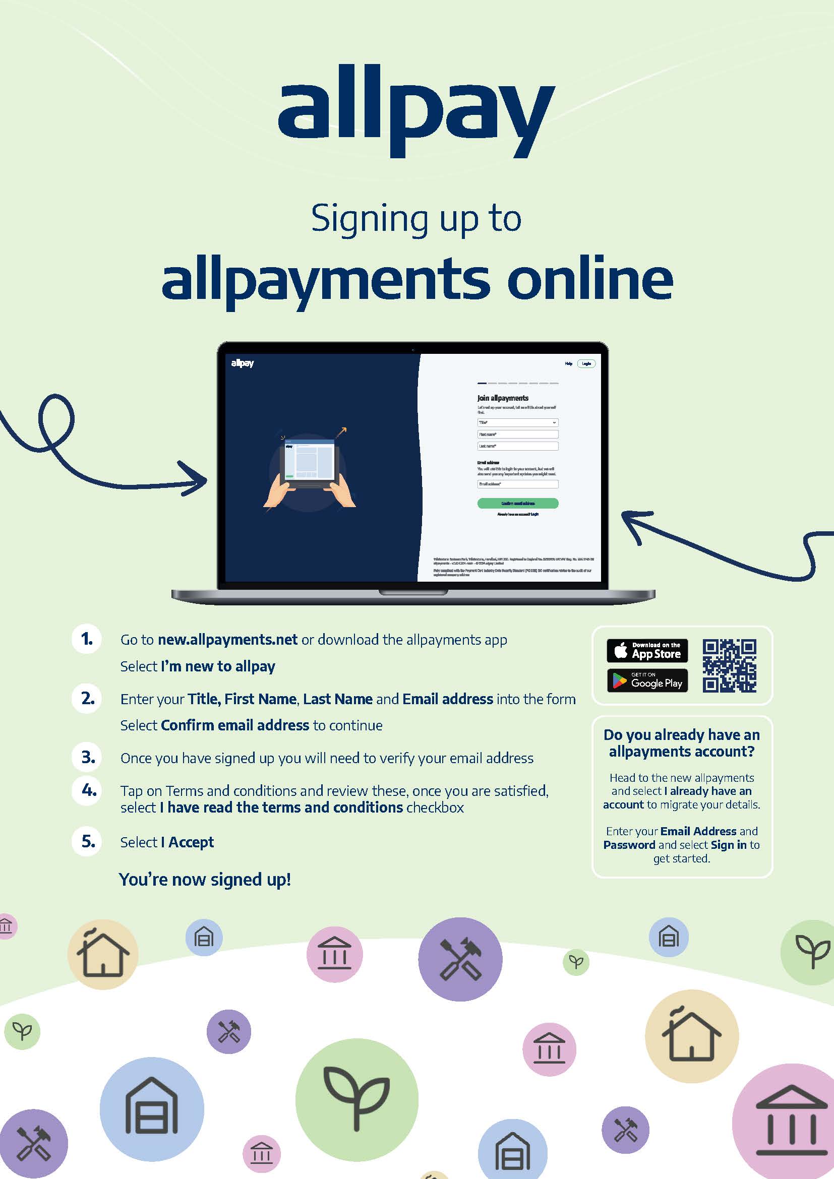 Signing up to allpayments online