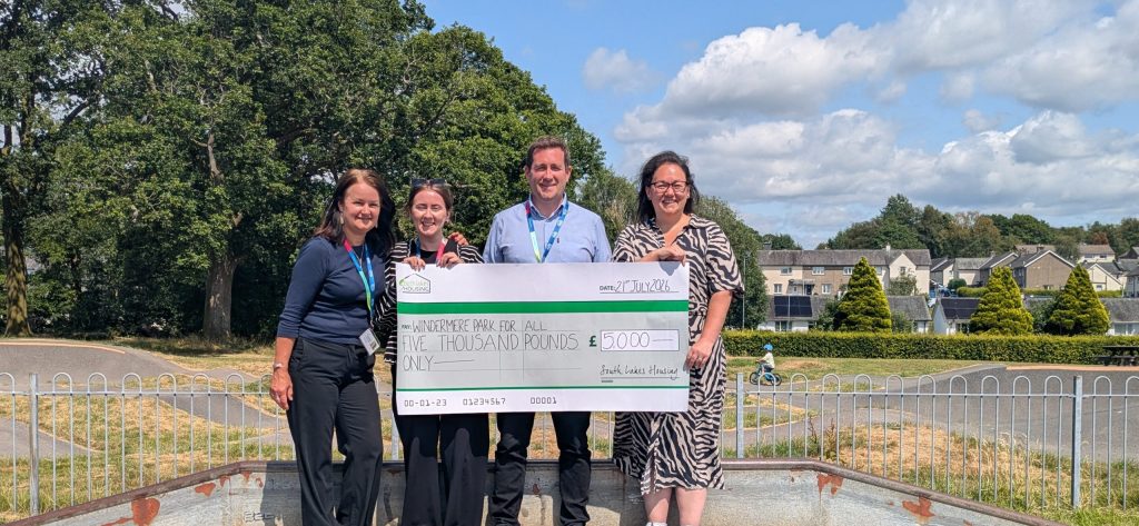 South Lakes Housing gives £5,000 funding boost to resident-led Windermere skatepark project.